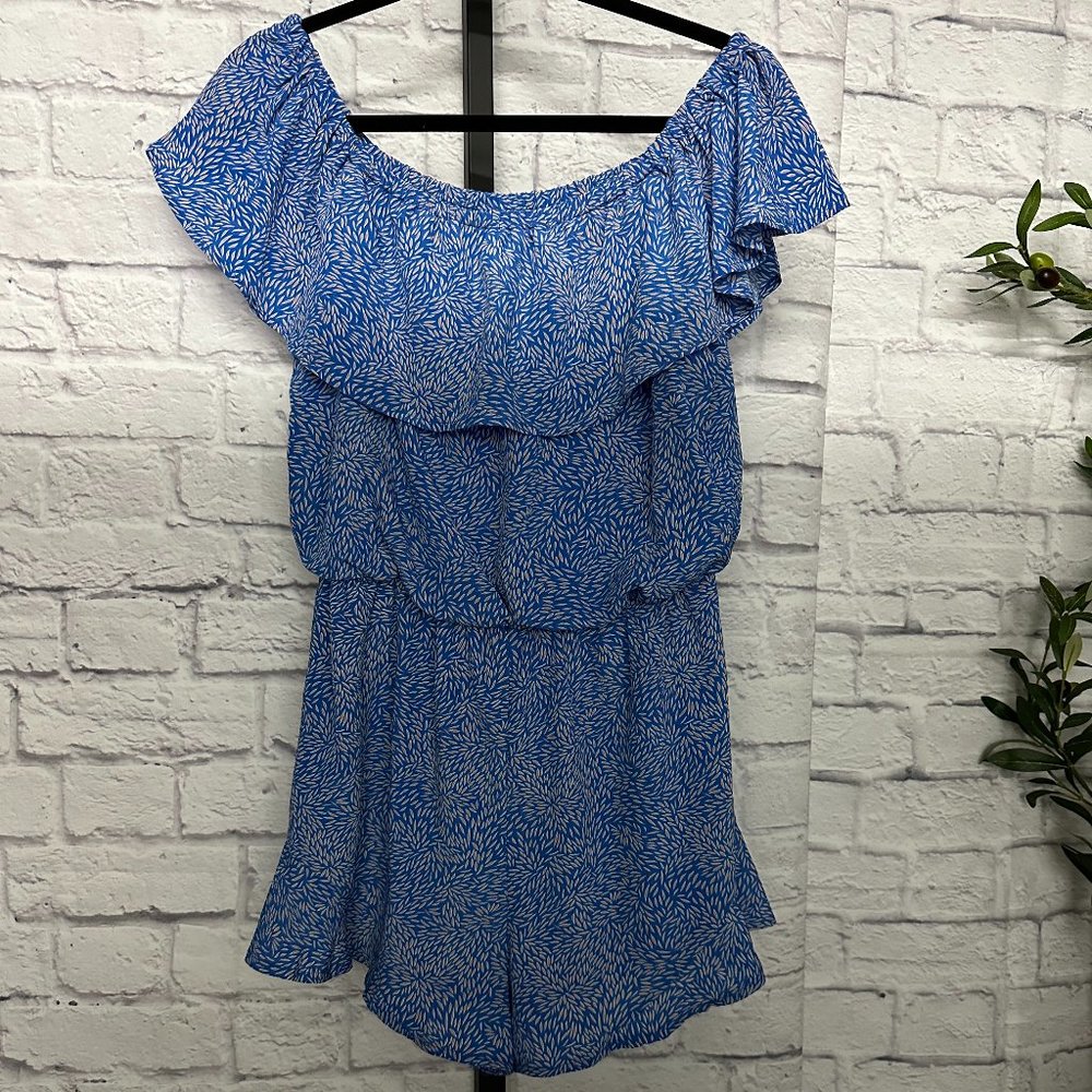 Blue/White Print Romper